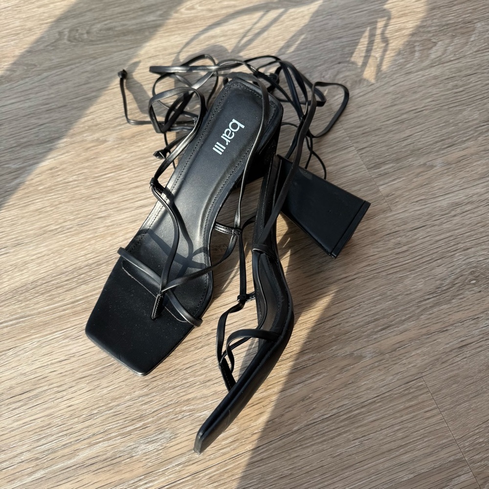 wrap tie square toe block heels - image 2